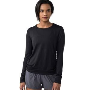 Lululemon Breeze By Long Sleeve Black 12 Mesh Loose Gym Run Workout
